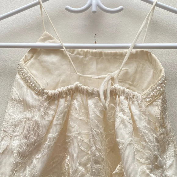 Vintage - 1980s Girl/Teen Cream Ivory Sequinned Halter Party Dress - Picture 6 of 8